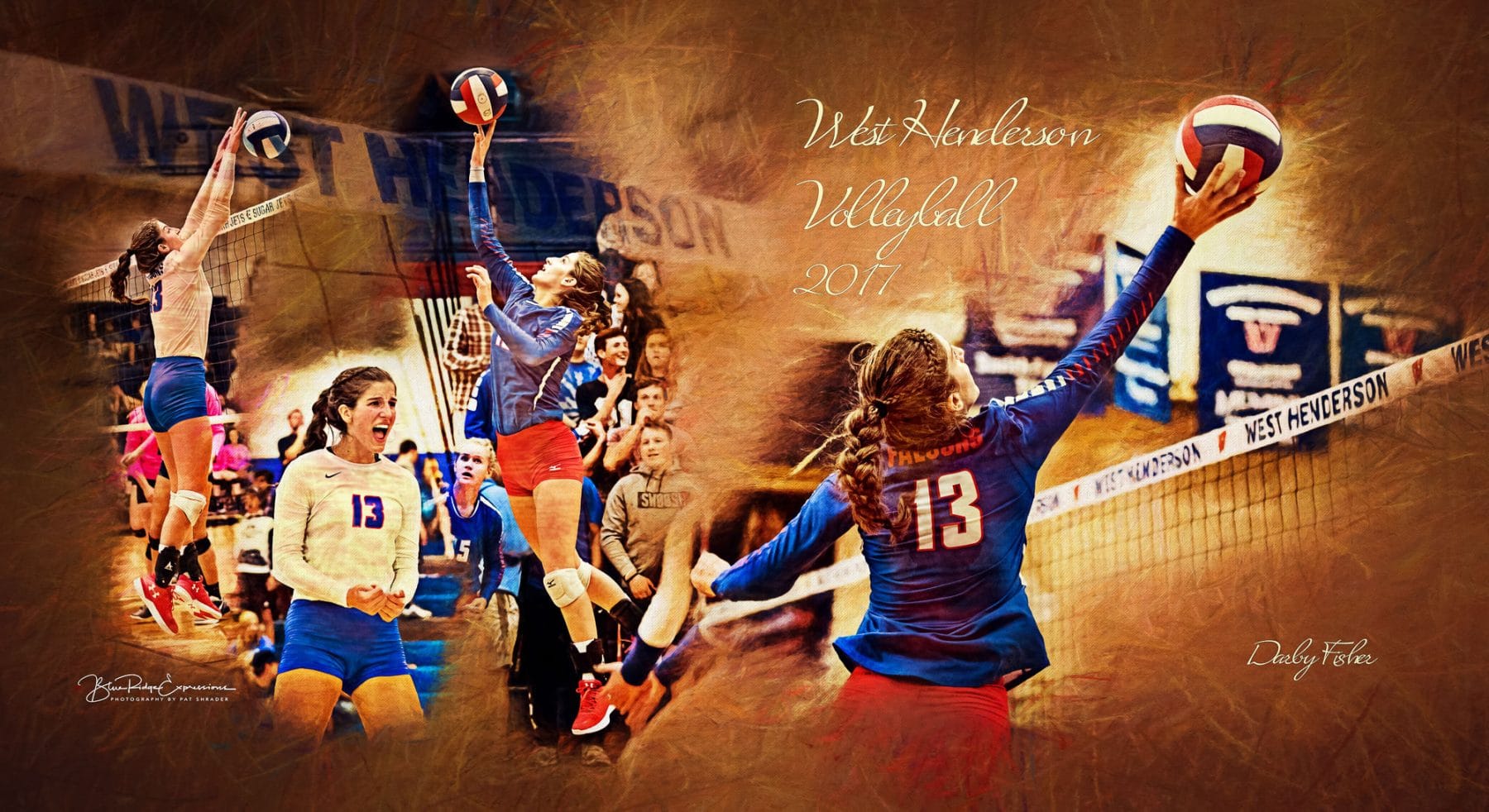 Custom cover for a volleyball memory book for Darby Fisher of West Henderson High School.