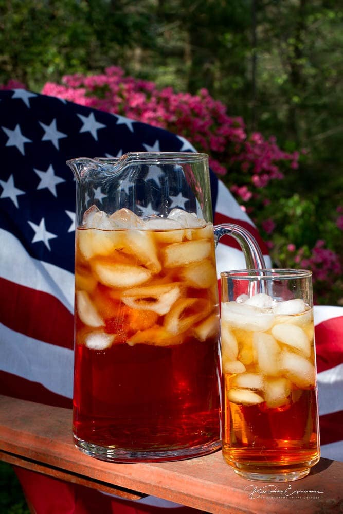 Iced Tea with American Flag in background