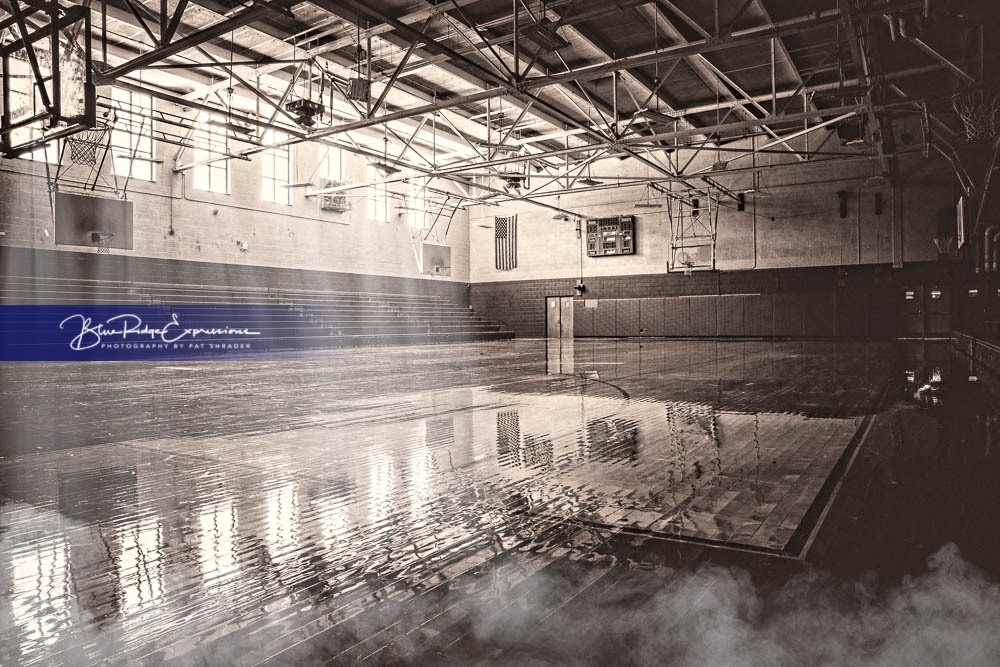 This landscape background of the West Henderson Old Gym can be adjusted as needed for portrait or landscape images. The color can be sepia or a silver based black and white. The athlete will be color toned to match the image's colors.